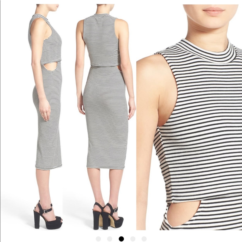 MINKPINK midi body con striped dress size Small